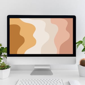 Aesthetic Boho Desktop Digital Wallpaper | Minimalist Warm Neutral Wavy Laptop PC MacBook Computer Background Abstract | Instant Download