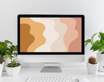 Sfondo desktop Boho: design astratto neutro caldo (download digitale file PNG 1920x1080p)