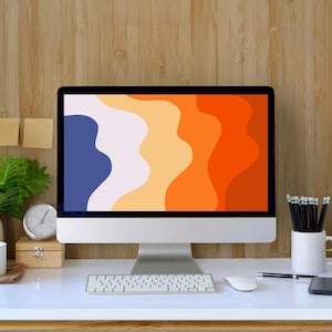 Minimalist Wavy Desktop Wallpaper: Abstract Neutral Design (Digital Download 1920x1080p PNG File)