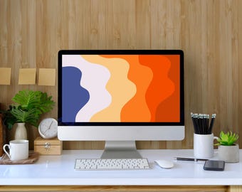 Sfondo desktop minimalista ondulato: design astratto neutro (download digitale file PNG 1920x1080p)