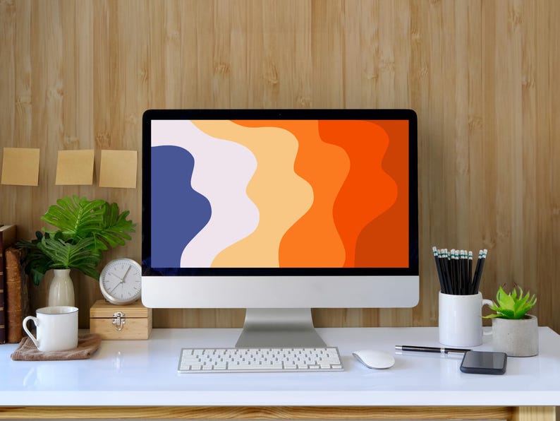 Minimalist Wavy Desktop Wallpaper: Abstract Neutral Design (digital ...
