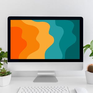 Minimalist Wavy Desktop Wallpaper: Abstract PC Computer Background (Digital Download)