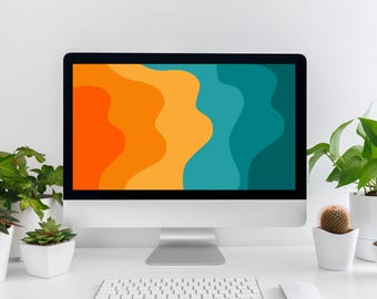Sfondo desktop minimalista ondulato: sfondo astratto per computer PC (download digitale)