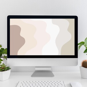 Aesthetic Boho Desktop Digital Wallpaper | Minimalist Warm Neutral Wavy Laptop PC MacBook Computer Background Abstract | Instant Download