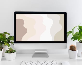 Sfondo desktop Boho: design astratto neutro caldo (download digitale file PNG 1920x1080p)