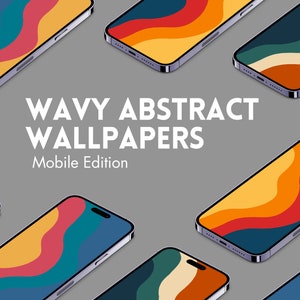 Wavy Abstract Wallpapers - Modern Minimalist iPhone/iPad/Smartphone/Tablet/Smartwatch Background w/ Wave Design | Digital Instant Download