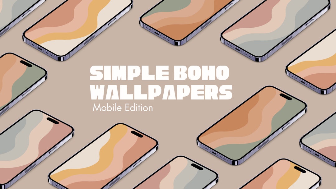 Boho iPhone Wallpaper - Minimalist Aesthetic, 6 Designs (digital