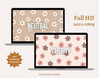 Sfondo desktop con fiori vintage: sfondo per computer boho (download digitale)