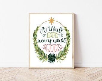 Oh Nochebuena Letras navideñas impresas a mano de 8" x 10"