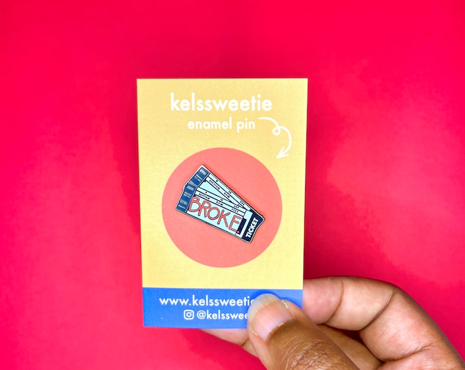 Concert Ticket Hard Enamel Pin, Broke Aesthetic