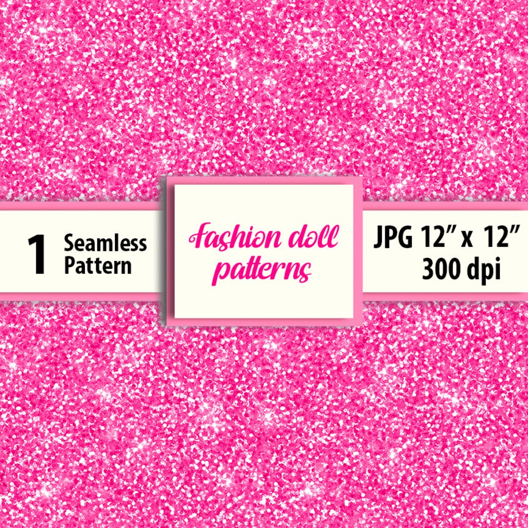 Pink Glitter Fashion Doll Seamless Pattern, Digital Paper (JPG Download ...