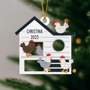 Personalisierte Hühnerstall-Verzierung, hölzerne Huhn-Verzierung, Bauernhofhuhn-Weihnachtsverzierung, Bauernhausverzierung, Huhn-Themenverzierungen