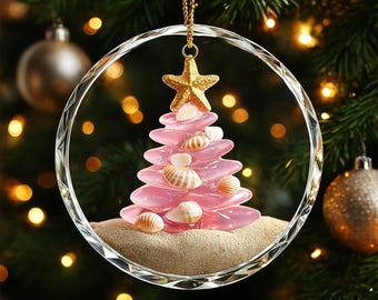 パーソナライズされたシーグラスクリスマスツリー2層アクリル