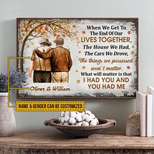 Poster personalizzato "Quando arriveremo alla fine della nostra vita insieme", poster su tela per la famiglia con coppia di anziani, poster da parete personalizzato per coppia di anziani sposati