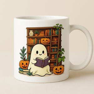 Cute Ghost Reading Books, Halloween Bookish 20oz Tumbler, Funny Reader Stainless Steel Tumbler, Halloween Travel Tumbler, Book Lover Gifts