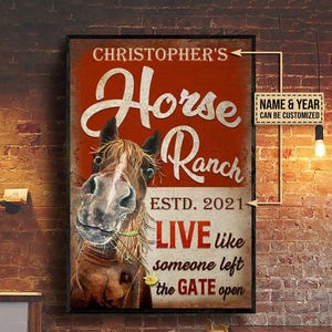 Poster cheval personnalisé, vivez comme si quelqu'un laissait la porte ouverte, fille cavalière, cadeau équestre, cadeau cavalier, cadeaux affiche de ferme