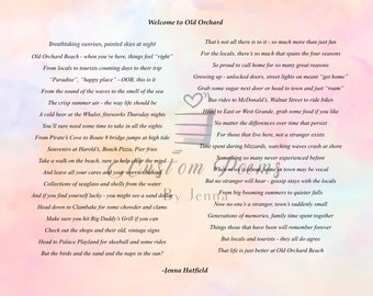 Welcome to Old Orchard Beach, ME poem - 8x10 print. Perfect for closing gift, housewarming, or just a touch of added character in your home!