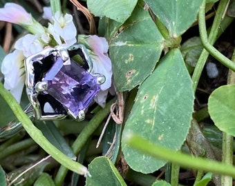 1.06 ct emerald cut alexandrite in silver