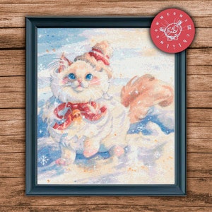 Christmas Kitten Cross Stitch Pattern PDF, PDF File, Cute Cross Stitch, Christmas Decor, Holiday, Cat, Christmas Embroidery, Winter
