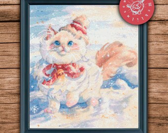 Christmas Kitten Cross Stitch Pattern PDF, PDF File, Cute Cross Stitch, Christmas Decor, Holiday, Cat, Christmas Embroidery, Winter