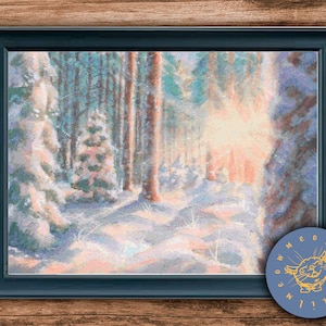 Winter Forest Cross Stitch Pattern: Snowy Landscape Embroidery (PDF Pattern)