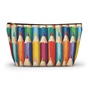Colorful Pencil Design Accessory Pouch - Ideal for Artists, Students, School Supplies, Travel, Makeup, Gift