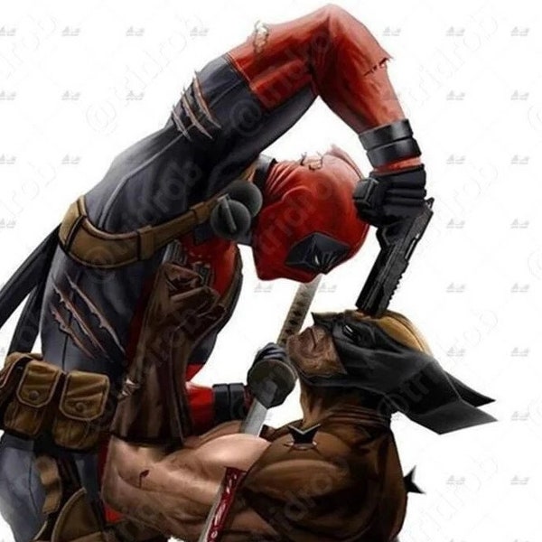 Marvel Deadpool vs Wolverine High quality STL File, 3D Digital Printing STL File for 3D Printers, Movie Characters, Games, Figures, Diorama