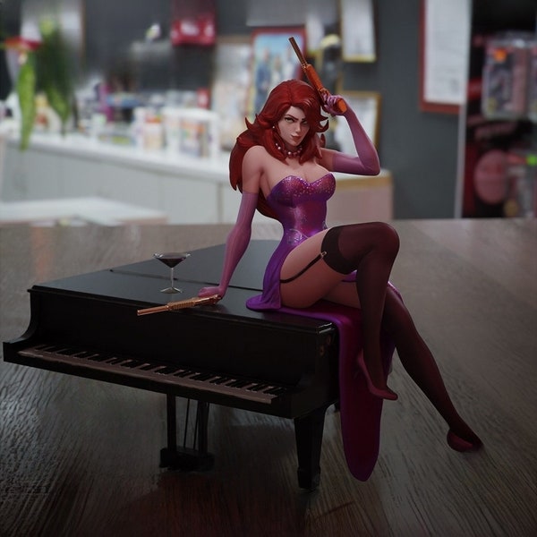 Miss fortune and Piano STL File, 3D Digital Printing STL File for 3D Printers, League of Legends Fan Art , Miniature and Figure, Games