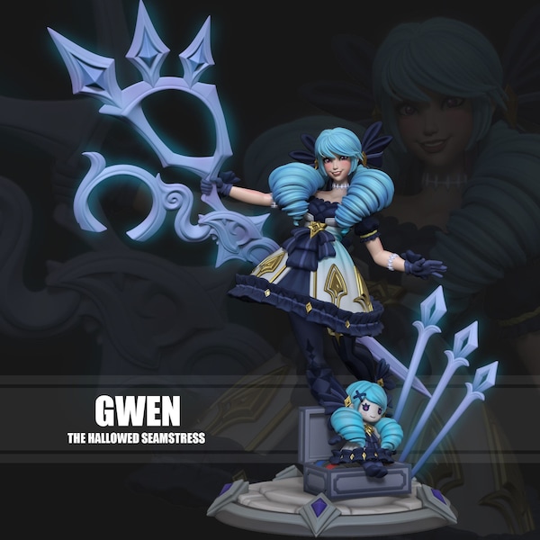 Gwen STL File, 3D Digital Printing STL File for 3D Printers, League of Legends Fan Art , Miniature and Figure, Games