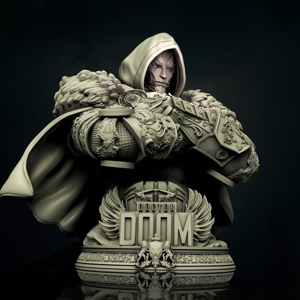 Marvel Dr Doom Bust High quality STL File, 3D Digital Printing STL File for 3D Printers, League of Legends Fan Art , Miniature and Figure 3D