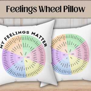 Almohada con forma de rueda de sentimientos, rueda de emociones, rueda de sentimientos, decoración de oficina terapéutica