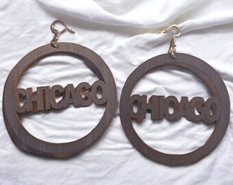 Chicago Statement wooden hoop earrings