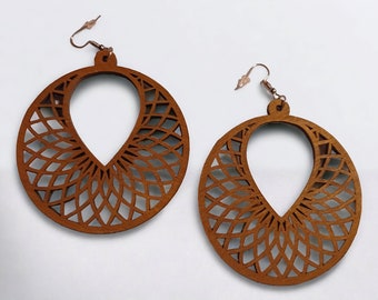 Abstract Geometric Wood Earrings