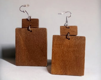 Minimalist wooden Square earrings