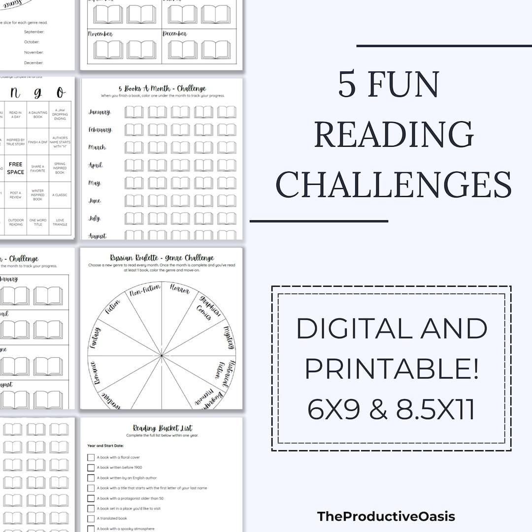 5 Fun Reading Challenges | Digital or Printable PDF for Book Lovers - Etsy