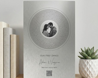 Personalized Aluminum Song Lyrics Wall Art: 10 Year Anniversary Gift