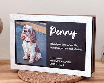 Personalized Pet Urn, Custom Photo Memorial, Dog Cat Ashes Box