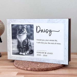 Personalized Memorial Box with Pet Photo, Large Custom Pet Urn, Wooden Urn For Ashes, Cremation Dog Urn, Custom Cat Memorial Urn