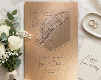 Personalized Bronze Location Map: 8 Year Anniversary Gift