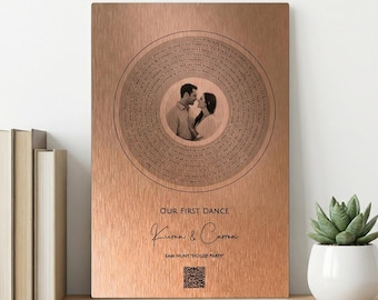 7th Anniversary Copper Plaque – Personalized Song Lyrics, Photo & QR Code Metal Wall Art