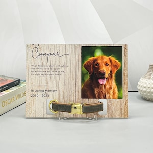 Custom Memorial Pet Collar With Photo, Pet Sympathy Gift, Dog Memorial Frame For Loss Of Dog,  Memorial Wood Frame With Collar Holder