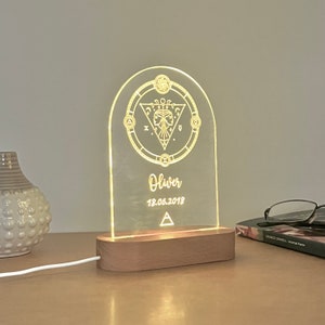Luz nocturna del zodíaco personalizada, luz nocturna de astrología, regalo de signo del zodíaco, regalos de astronomía, regalo para papá