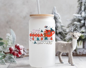 Hot Cocoa & Christmas Movies UV DTF Decal for Glass Cans, Water Bottles, - Ready to Apply-No Heat Needed -Decal Ready to Ship
