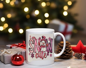 I am snow cute Christmas UV DTF Decal for Glass Cans, Water Bottles, and More - Ready to Apply-No Heat Needed -Decal Ready to Ship