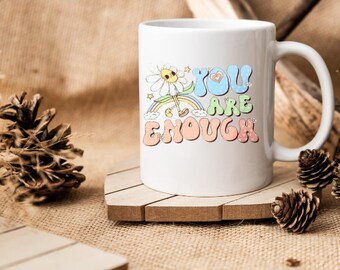 You are enough UVDTF, Cup Wrap for 16 oz Libbey Glass Cans, Ready to Apply, No Heat Needed, Ready to Ship