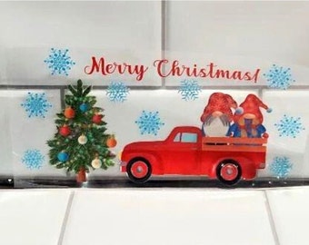 Merry Christmas Gnomes UVDTF transfer wrap Ready to apply, Cute design, no heat needed, permanent, adhesive, waterproof, easy to use