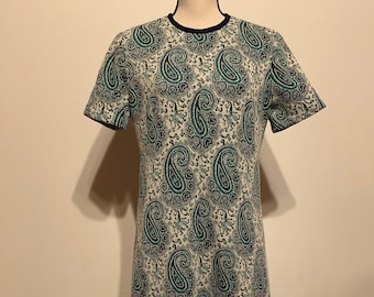 Vintage Handmade A-line Paisley Short Sleeve Dress With Matching Jacket