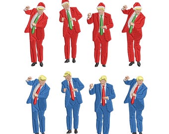Trump Dance Santa Embroidery Machine, Humorous Trump Christmas Embroidery Design, Funny Trump Santa Pes, Trump Christmas