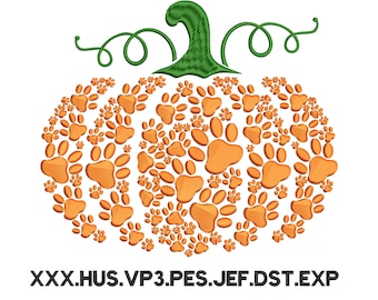 Pompoenpoot Hond Halloween Borduurmachine, Pompoenpoot Borduurmachine, Herfstontwerp