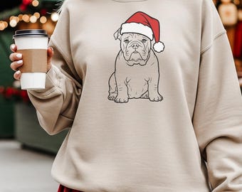 English Bulldog Christmas Sweatshirt, Dog Lover Gift for Women, Bulldog Mom Pullover, Cute Bully Dog Sweatshirt, Cozy Holiday Xmas Sweater